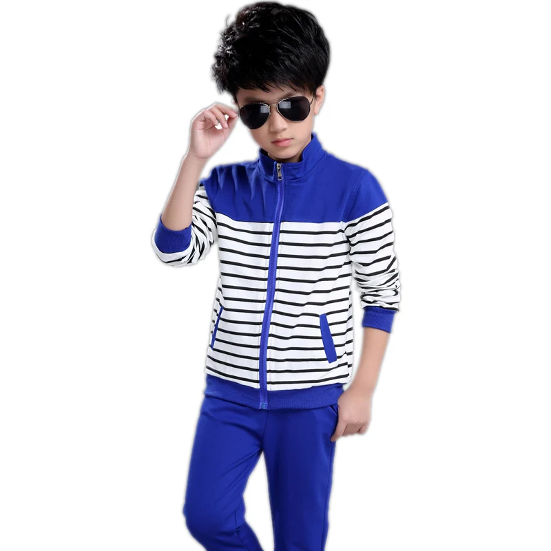 

toddler boys clothes 2018 spring boys clothes sets long sleeve stripe children clothing boys sports suit kids tracksuits 5-14T