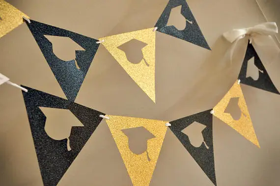 

Glitter Graduation Bunting Banners Garlands Baby Shower Decoration School Class Party / Photo Prop