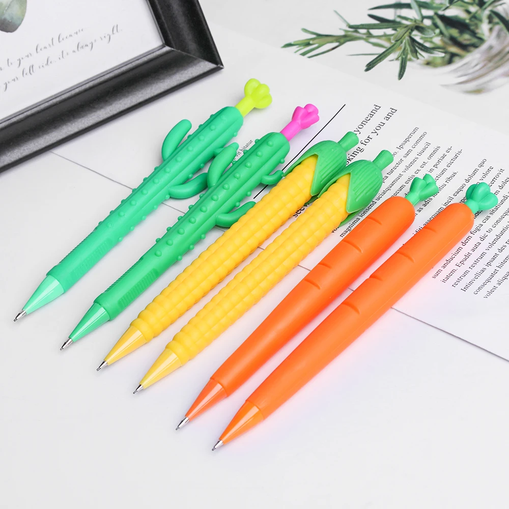 1 шт. 0,5/0,7 мм Гладкие автоматические ручки для рисования Милые Морковь кактус форма кукурузы механические карандаши школьные офисные принадлежности канцелярские принадлежности