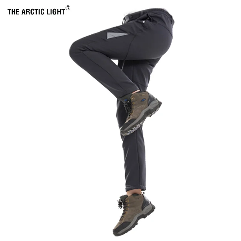 El Ártico luz caza escalada Camping Trekking esquí pantalones Soft shell invierno engrosamiento impermeable mantenga calidez hombres mujeres 5XL