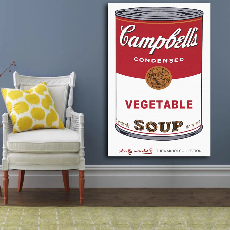 Drop shipping 1 Pcs Andy Warhol VEGETABLE SOUP Pop Art Canvas Painting Abstract Decorative Prints Posters Classcical Picture | Дом и сад