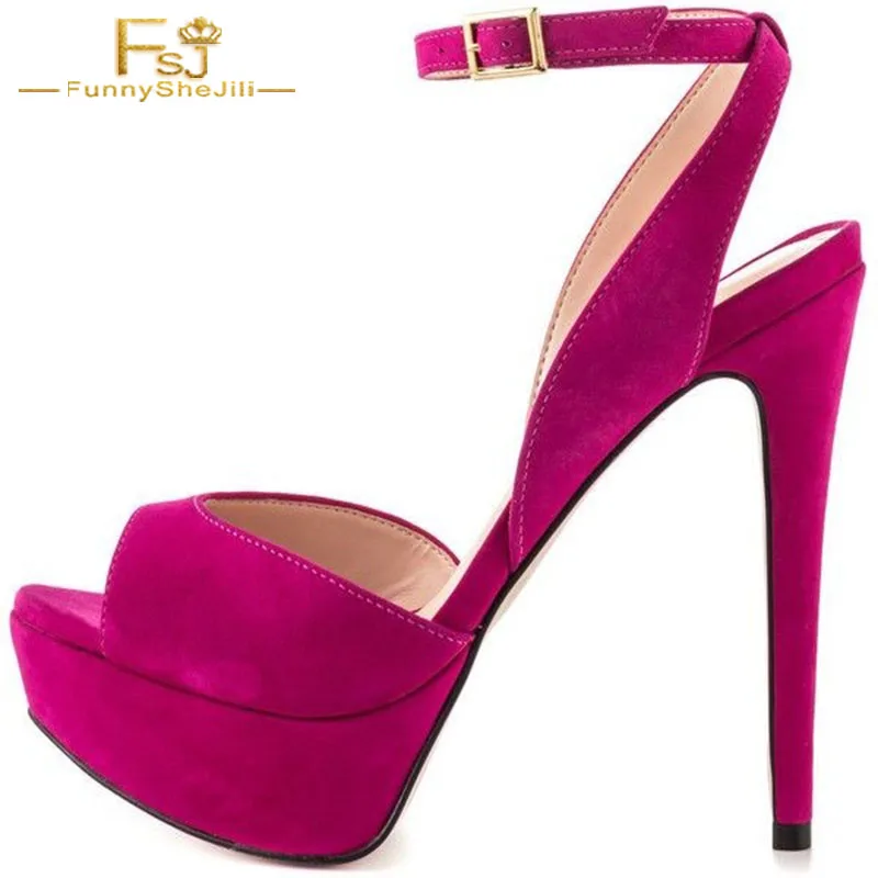 

Women Shoes Ladies Pump Magenta Wedding Slingback Stiletto Heels Platform 2018 Spring Autumn Plus Size Shoes41 42 43