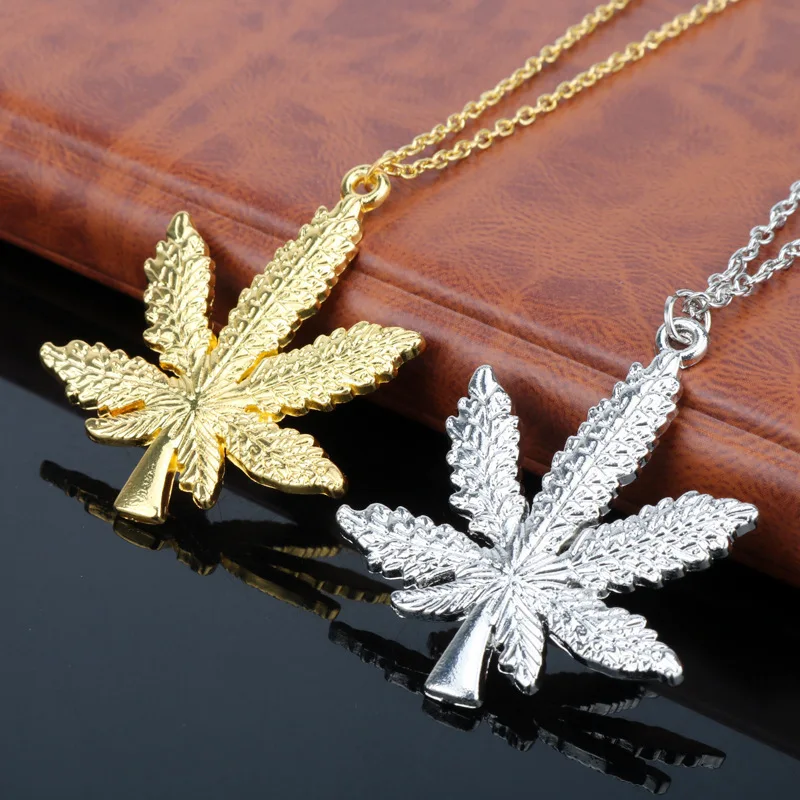 

2018 Gothic Gold Necklace Men Metal Weed Leaf Big Necklaces Pendants Snake Chain Maple Leaf Necklace Hip Hop Choker Gift For Men