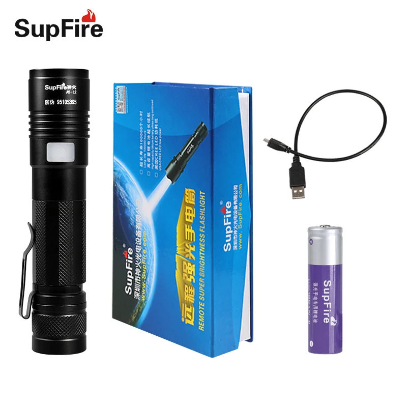 

Supfire USB Portable Flashlight Camping LED Flashlight Self Defense Torch Bicycle Light A5-L2 for Alonefire Military Light S104