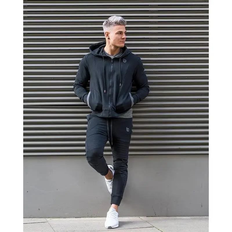 

Sport Clothing Men Running Jogging Suits Male Gym Fitness Body building Sportwear Men's Hoodies+Pants Men Outdoor sports Suit