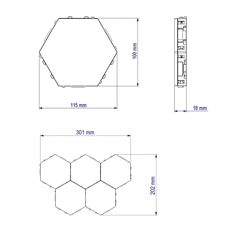Sensível à Luz da Noite Toque Modular Hexagons Magnéticos Decoração Criativa Parede Lampara Quantum Lâmpada Led Hexagonal Lâmpadas Diy 3 modular hexagons magnéticos decoração criativa parede lampara