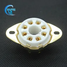 Free Shipping 10PCS 8PIN gold ceramic chassis mount tube socket for EL34 KT88 KT66 274B 6V6