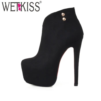 

European Ankle Booties 2020 New Arrival Side Zipper Winter Boots Super 16 CM High Heels Platform Women Shoes Female Footwear