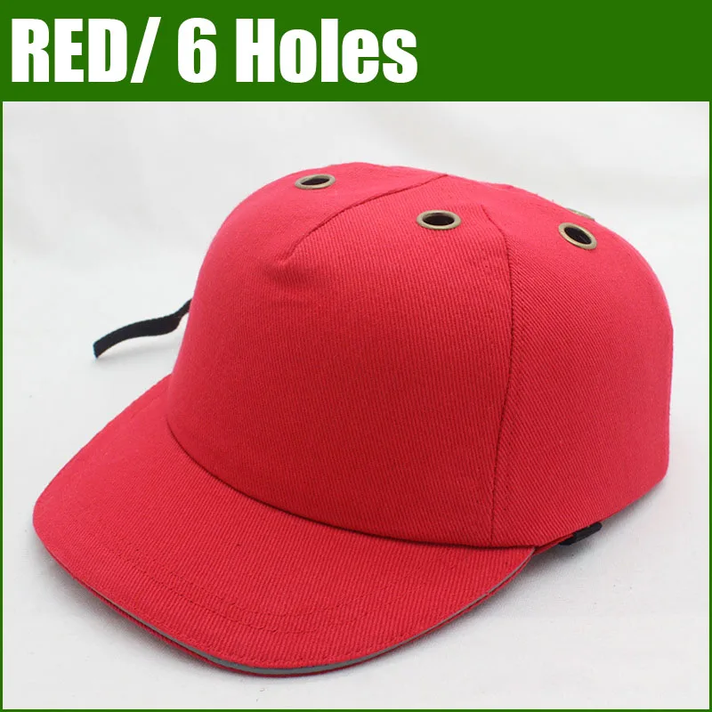 Анти-Impac Bump cap рабочий защитный шлем ABS внутренняя оболочка Бейсбольная Шляпа Стильная защитная жесткая шляпа для защиты головы Топ 6 отверстий - Цвет: 6 Holes-Red