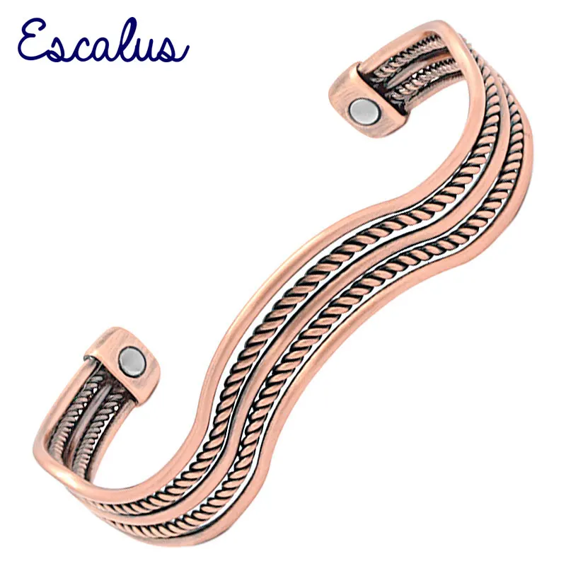 

Escalus New Rose Gold Silver Ladies Copper Bracelet Magnetic Waveform Bracelet Charm Bracelet For Pain Relief