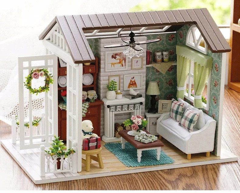 Muñeca casa miniatura DIY muñecas con muebles de casa de madera de juguetes para niños de regalo feliz veces Z08