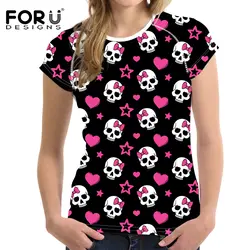 Forudesigns/футболка Для женщин Street Стиль О-образным вырезом Футболка для молодых девушек Обувь для девочек футболка S Femmes футболки Топы