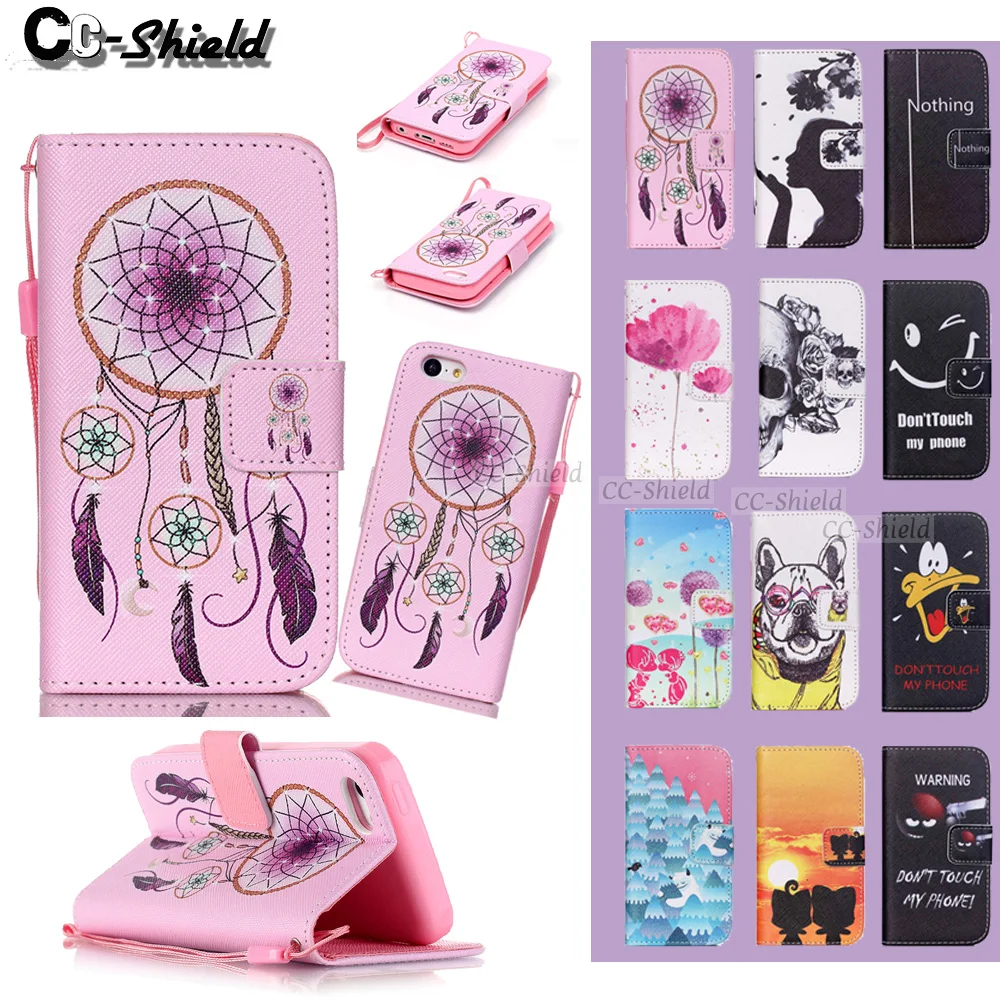 

Smartphone case For Apple iPhone 5C Duplex Luxury Painting leather wallet Card Slot phone case for i Phone 5C Phone5C cases