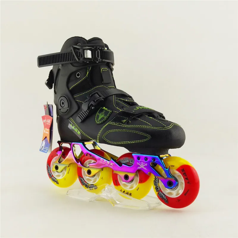 Высокое качество Freeline скейт для взрослых роликовые коньки обувь для начинающих роликовые коньки FreeskateShoes слалом коньки - Цвет: Черный