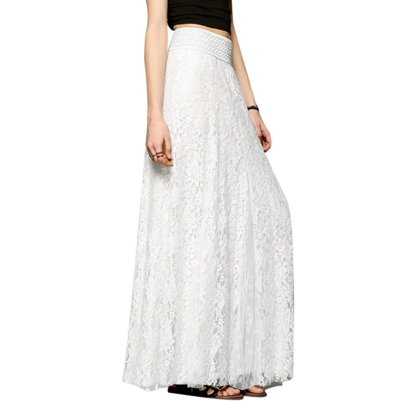 Long Maxi White Lace Skirts For Women 2018 Summer High Waist Adult ...