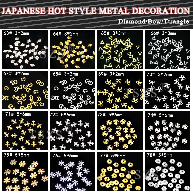 

100pcs/lot Japanese hot style diamond triangle bow tie nail art metal studs