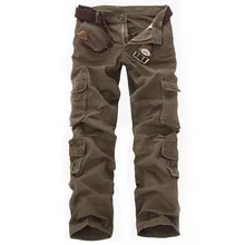 Мужские брюки Карго повседневные мужские брюки с несколькими карманами военный комбинезон мужские уличные высококачественные длинные брюки 28-38 плюс размер