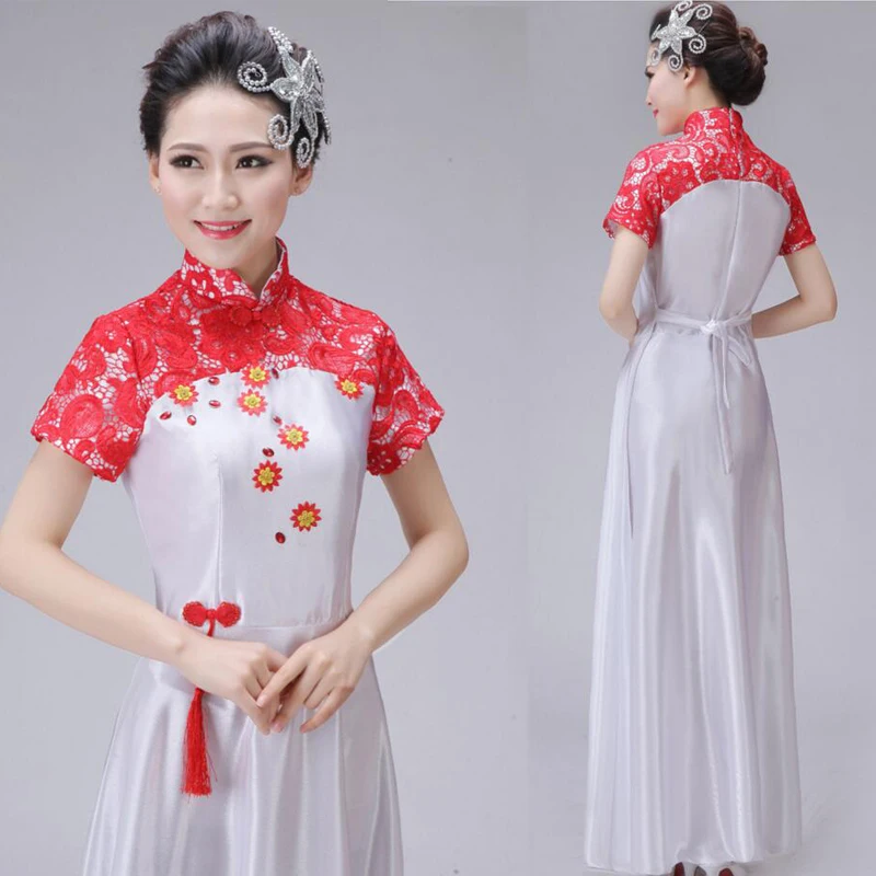 Women New Stage Clothing Chinese Folk Dance Dress Traditional Chinese Dance Show Female Chorus