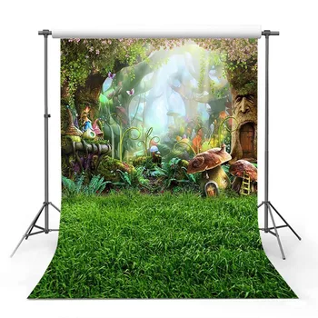 

Vinyl Photography Backgrounds Cartoon Magic Fairy Forest Mashroom Wood House Birthday Party Decor Children Backdrop Photo Studio