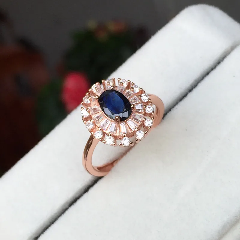 Натуральный Синий сапфир овальной огранки 5*7 мм кабина 0.5ct Драгоценное кольцо классический дизайн кольцо из серебра 925 пробы для женщин подарок для леди