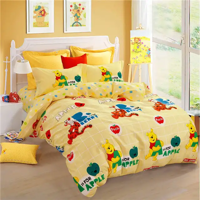disney home textile cartoon winnie the pooh bear comforter set bedding