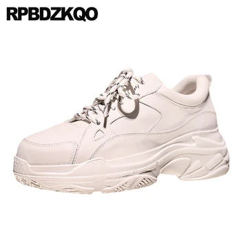 

platform trainers wedge sneakers high quality ladies beautiful flats shoes white genuine leather muffin elevator unique women