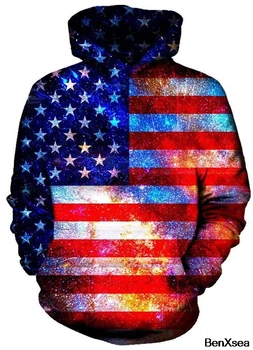 

Tattered Flag Fashion HOODIE Hip Hop Hooded American Flah Stripe Sweatshirt
