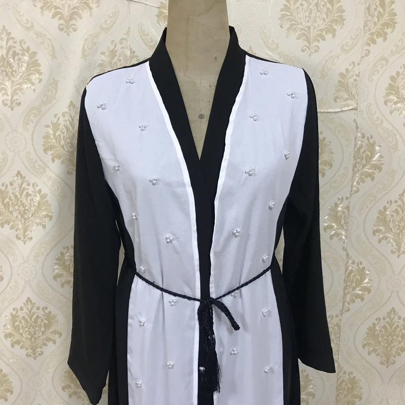 Мусульманский кардиган F8866 1 халат ручной работы с жемчугом Abaya женское платье