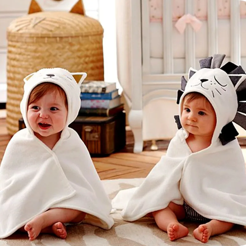 Hooded Cat Modeling Baby Bathrobe Cartoon Spa Towel Character Kids Bath Robe Infant Beach Towels New | Мать и ребенок