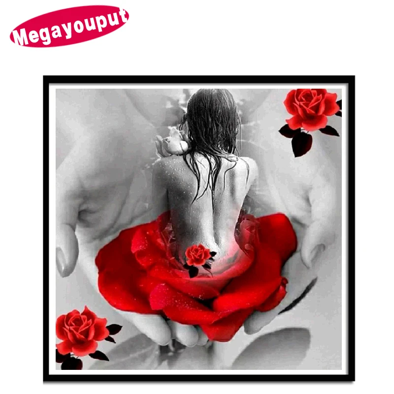 

Megayouput 5D Diy diamond painting cross stitch diamond embroidery diamond mosaic Rose beauty character woman picture