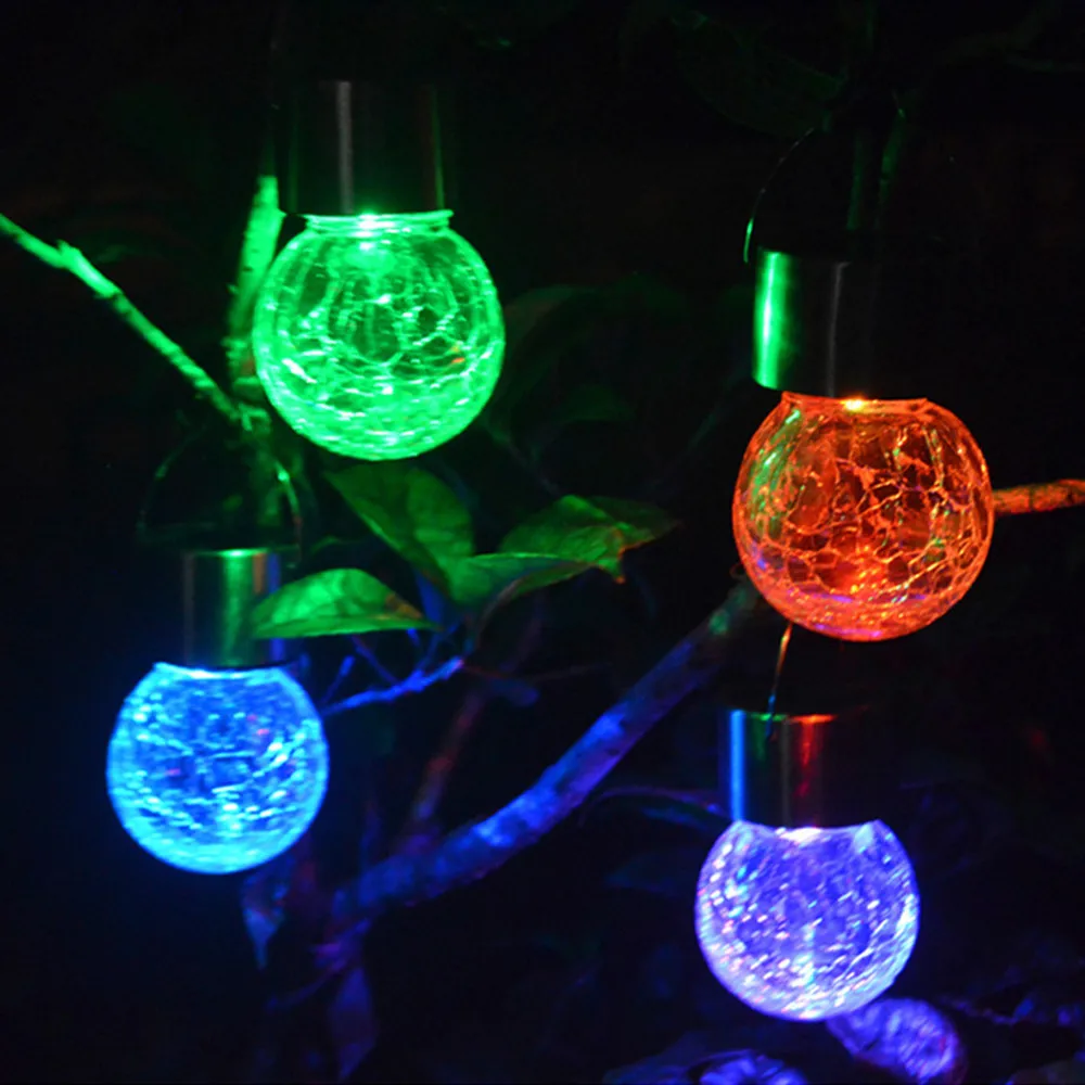 14PCS Solar Hanging LED Light Mosaic Crackle Glass Globe LED Garden Lights Pendant Lamp Color Change Lantern Lamparas 35AP11 (4)