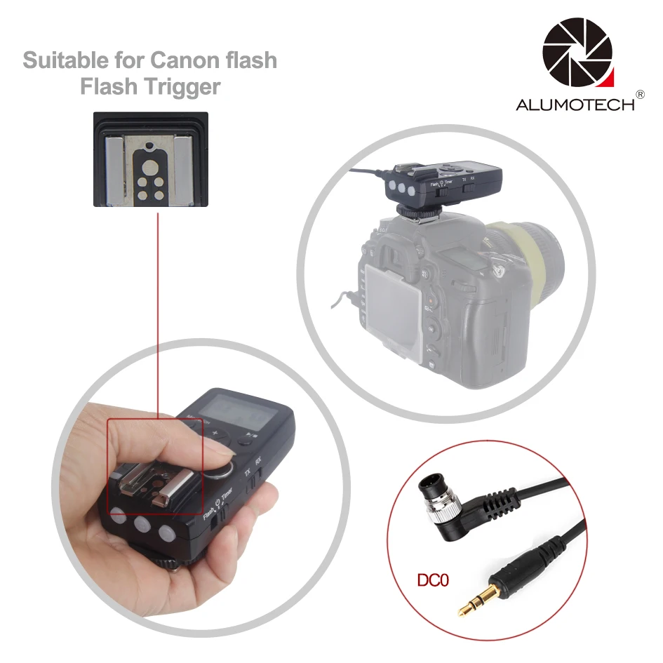 Для Canon Flash Trigger + 2 4G беспроводной пульт дистанционного спуска затвора DC0 кабель