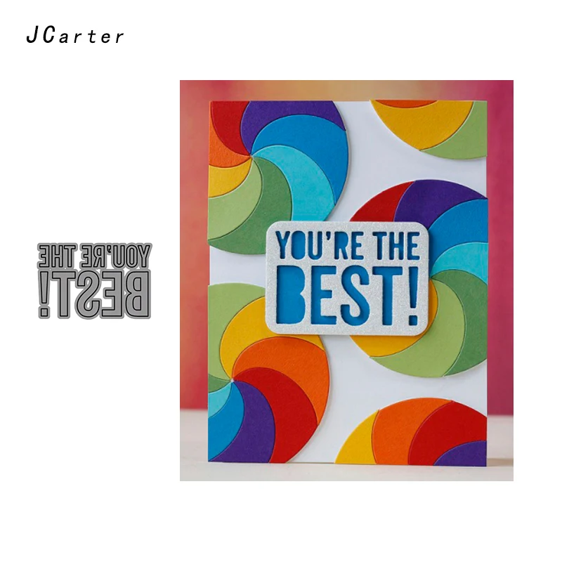 

JCarter YOU'RE THE BEST Letters Metal Cutting Dies for Scrapbooking DIY Album Embossing Folder Cards Template Stencil Crafts
