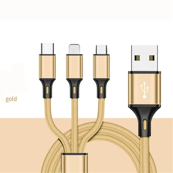

10 pcs USB Cable For iPhone Charging Charger 3 in 1 Micro USB Cable For Android USB Type C Mobile Phone Cables For Samsung