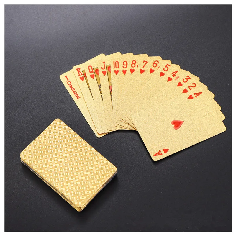 

Waterproof 24K Gold Playing Cards Poker Game Luxury Deck Gold Foil Poker Set Plastic Magic Card Gambling Durable Cards Magic