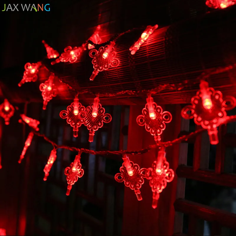 Светодиодный весенний праздничное освещение китайский узел струнные огни китайский новый год красный кристаллический воск тыква Фонарь