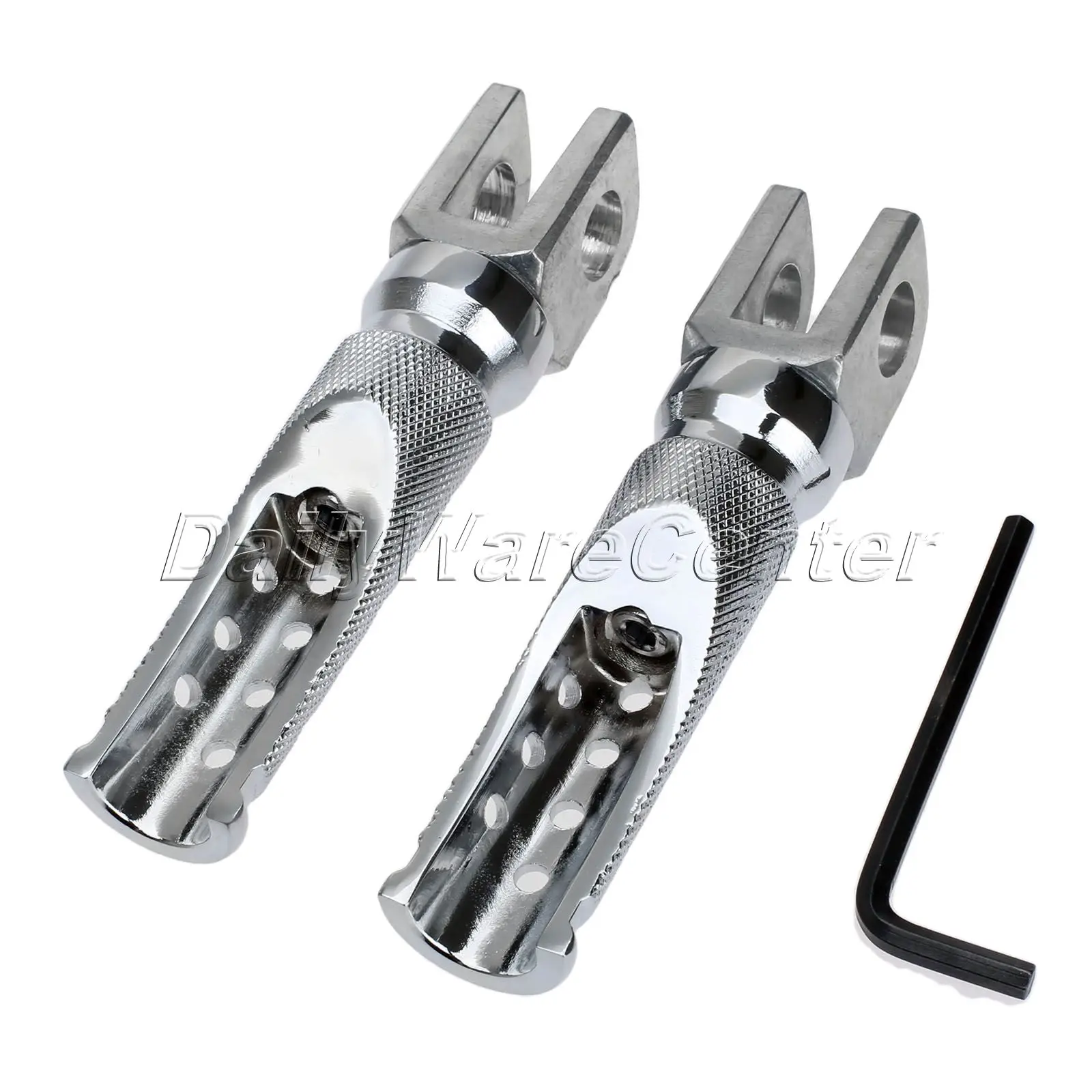 1Pair Motorcycle Front Spike Foot Pegs Black Chrome Rear Footrest for