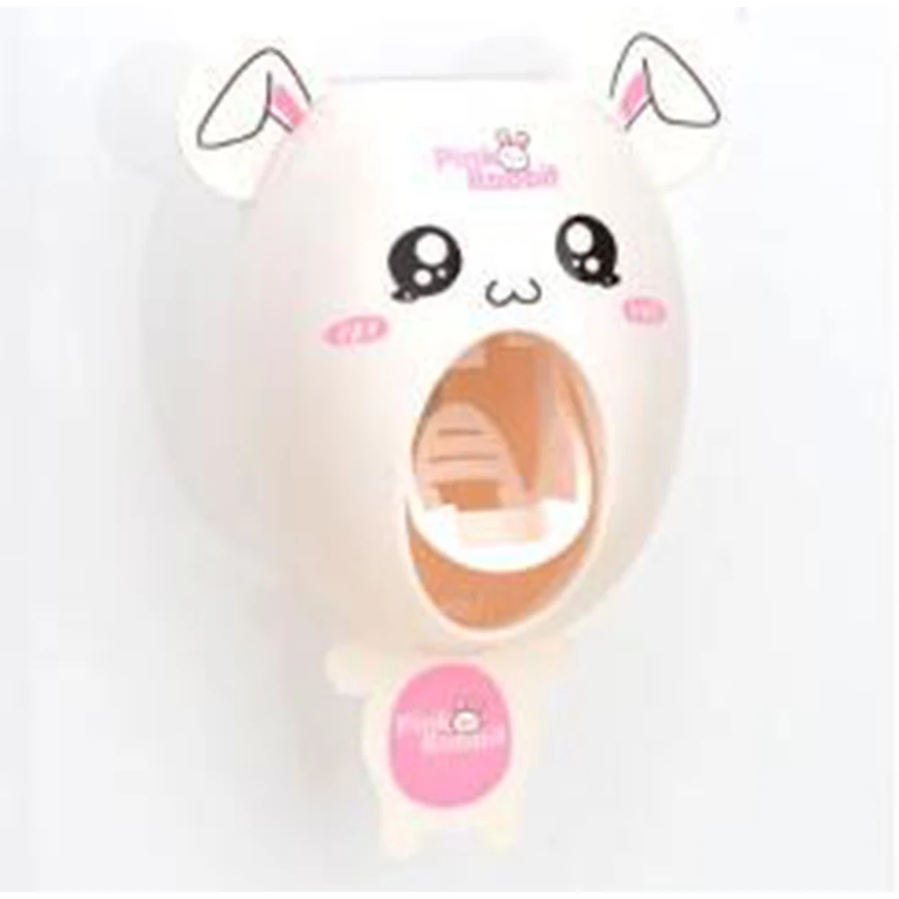 Креативный мультяшный автоматический диспенсер для зубной пасты, настенный держатель, набор для ванной комнаты - Цвет: rabbit