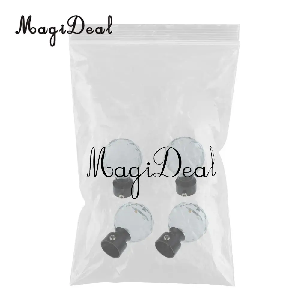 4-Piece Decorative Crystal Window Curtain Pole Rod End Cap Final Head 28mm Dia.