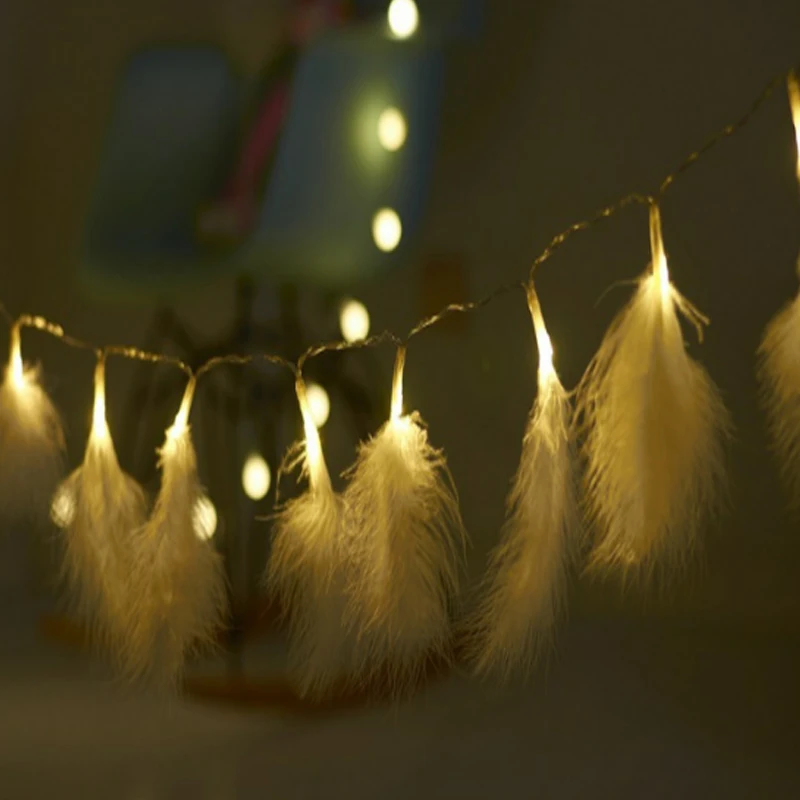 Led Feather String Lights 1020 LED Fairy String Lights Battery Operated New Year Bar Room Window Wedding Festive Night Lamp  (7)