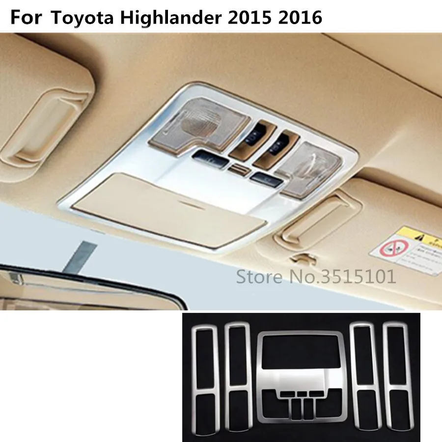 

car styling ABS chrome front inner rear tail read reading switch light lamp frame trim 5pcs For toyota Highlander 2015 2016 2017