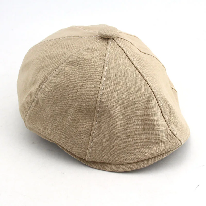 

BFDADI 2019 Fashion Spring And Summer Newsboy Cap Size 57 58 59 60cm Thin Linen Cap Breathable 5 Colors Hat For Men And Womem