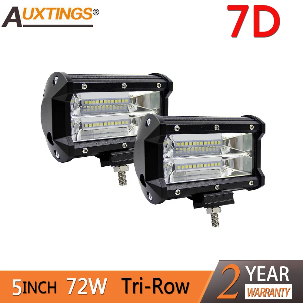 Najtaniej Auxtings Offroad 2 sztuk 5 cal 72W LED światło robocze kolumna świetlna 12V 24V samochodów TRUCK SUV ATV 4X4 4WD przyczepy WAGON odbioru jazdy LED