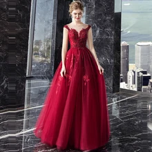 Вечернее Платье бордовое сексуальное халат, украшенный бисером De Soiree лодочка шеи женские вечерние платья плюс размер тонкие открытые вечерние платья E658