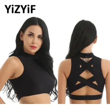 Топ Женская Спортивная кофта для фитнеса Топ для занятий йогой Топ макет шеи без рукавов с ремешками на спине крест-накрест кроп Топ спортивный топ гимнастика