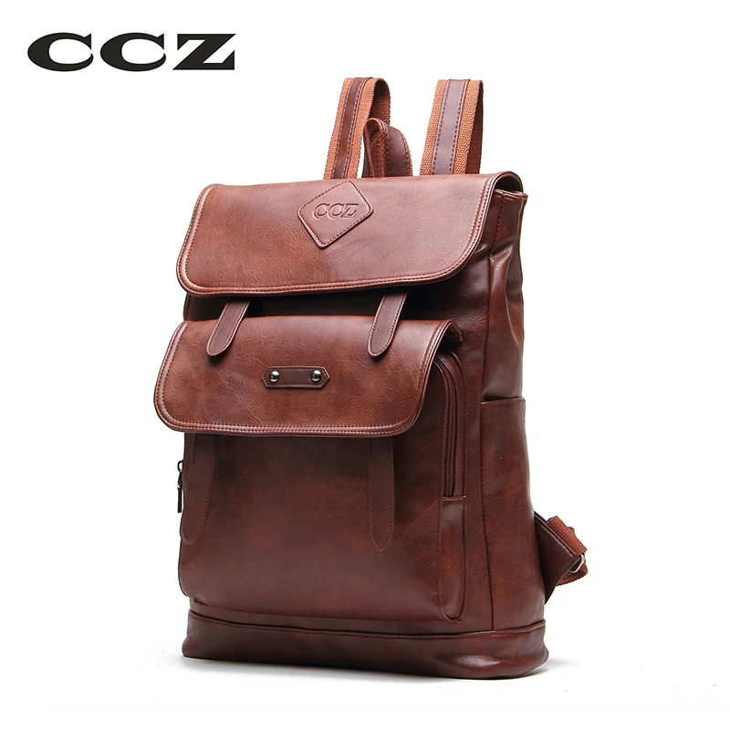 

CCZ 2018 Fashion Backpacks For Men Women PU Leather Backpack For Travel School Bag 14" Laptop Bag Mochila BK8001