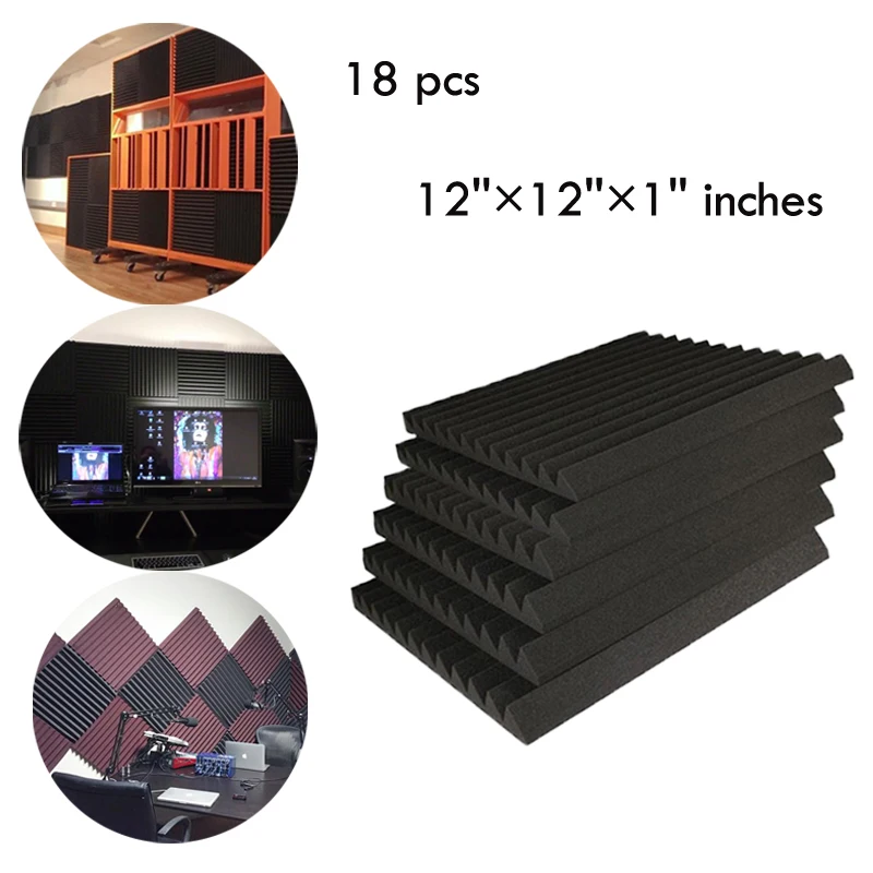 18 шт. акустические клиновидные студийные поролоновые 12 &quotX 12&quot X 1 &quotдюймовые
