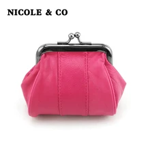 NICOLE & CO Genuine Leather Coin Purse Womens Sheepskin Change Purse Metal Hasp Closure Card Holder Wallet Zipper Small Bag NICOLE & CO Genuine Leather Coin Purse Womens Sheepskin Change Purse Metal Hasp Closure Card Holder Wallet Zipper Small Bag