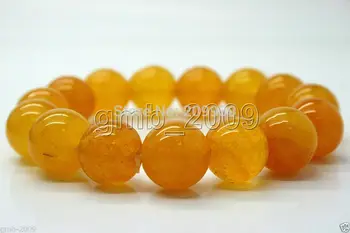 

huij 005326 4pc Lady's Handmade 12mm Natural Yellow Jade Round Beads Stretchy Bracelet discount 40%