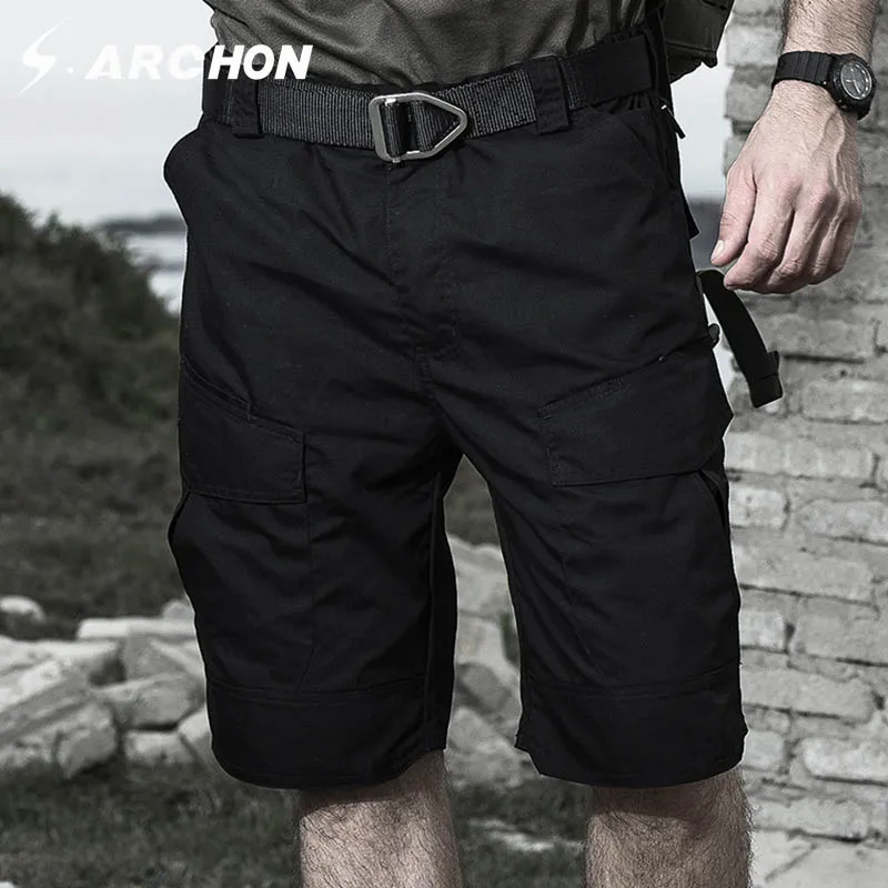 Günstige S. ARCHON UNS Sommer Wasserdichte Military Lose Baumwolle Shorts Männer Casual Tactical Cargo Atmungsaktive Shorts Elastische Taille Armee Shorts